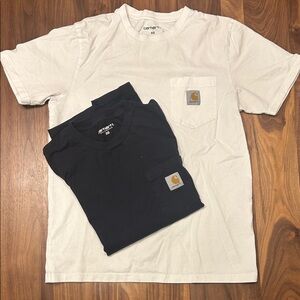 2x Carhartt Men's Short Sleeve Tees in White and Dark blue